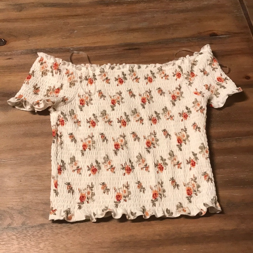 off the shoulder tight fitted floral top